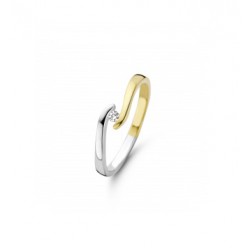 Mori  Fashion Bicolor gouden 14krt ring  met diamant 0.03  41-RMFD-23 - 10029084