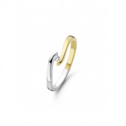 Mori  Fashion Bicolor gouden 14krt ring  met diamant 0.03  41-RMFD-23 - 10029084