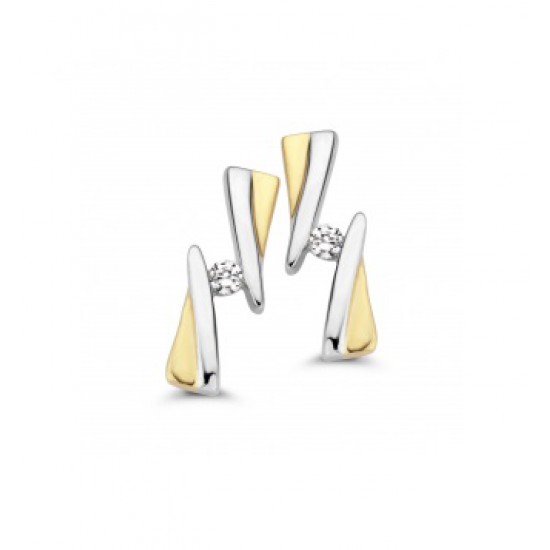Mori Fashion bicolor 14krt gouden oorknoppen met diamant 0.03  41-OMFD-6 - 10029093