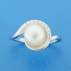 zilveren Ring parel en zirkonia  mt17.75   13.22325 - 10029447