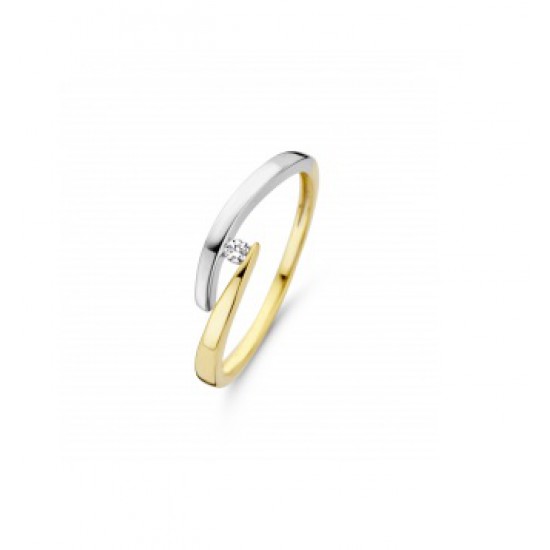Mori Fashion bicolor ring met diamant 0.03 mt 17 - 10029086