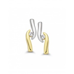 Mori Fashion bicolor 14krt gouden oorknoppen met diamant 0.023  41-OMFD-23 - 10029094