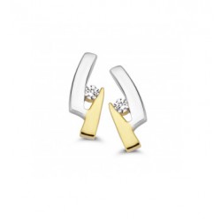 Mori Fashion bicolor 14krt gouden oorknoppen met diamant 0.03   41-OMFD-7 - 10029095