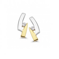 Mori Fashion bicolor 14krt gouden oorknoppen met diamant 0.03   41-OMFD-7 - 10029095