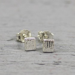 Jeh zilveren oorknoppen vierkant met streepjes  19737 - 10029101