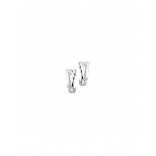 Zilveren oorknoppen half rond mat glans met zirkonia  ( 1323052 ) - 10027990