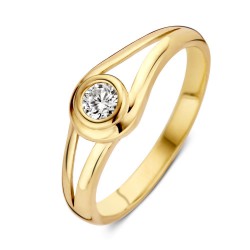 Ring 14krt geel goud met   zirkonia mt 56  RM126730-56 - 10032258