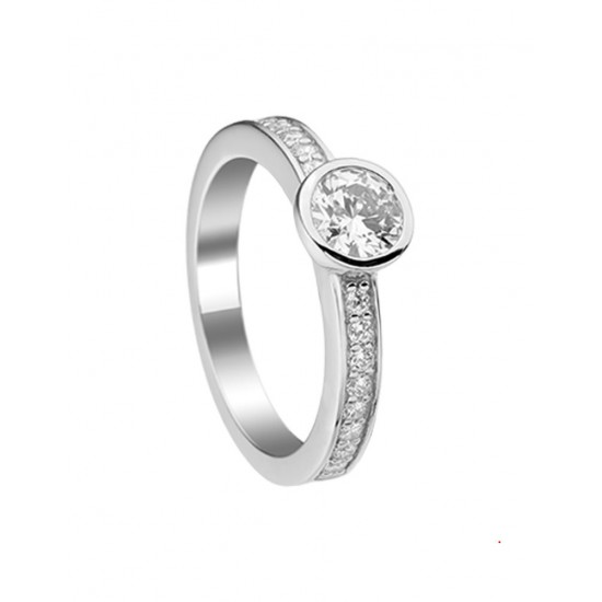 Zilveren Ring met zirkonia  mt 20 - 10032796
