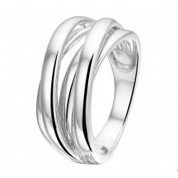 Zilveren ring 5 banden  mt 16.5 - 10031000