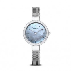 Bering dames horloge classic mop wijzerplt  zirkonia rand 16831-004 - 10032711