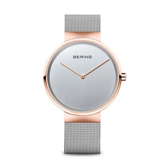 Bering heren horloge classic rosé kast en staal milaneese band  14539-060 - 10031462