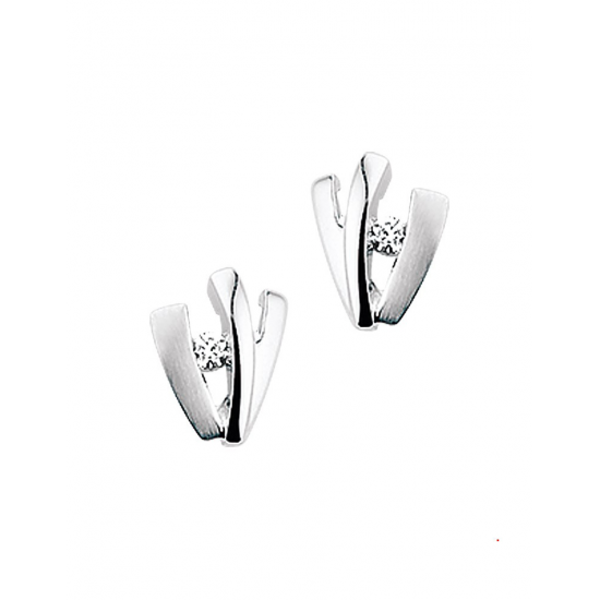 witgouden oorknoppen zirkonia poli/mat - 10032477