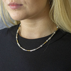 Jeh jewels buisjes collier zilver oxy + Goldfilled   45cm - 10033215