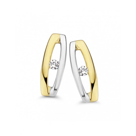 Mori Fashion bicolor 14krt gouden oorknoppen met diamant 0.03    41-OMFD-5 - 10033453