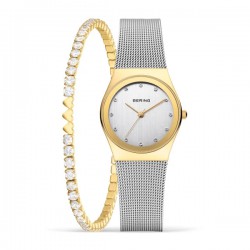 Bering set Bicolor horloge met armband zirkonia en hartjes 12927-001-GWP - 30036292