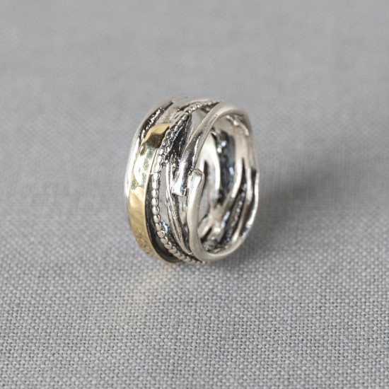 Jéh zilveren ring met 9karaat  mt 56  21198-56 - 30036699