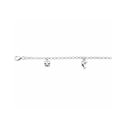 Zilveren jasseron armband met hart, dolfijn en hart hanger  15 cm - 30038146