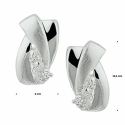Zilveren oorknoppen met zirkonia poli/mat - 30037425