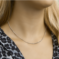 Zilveren collier gourmette 4-zijdes geslepen 1,8 mm 80cm - 30038117