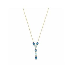 geelgouden 14krt y-collier met london blue en blauw topaas 41 - 43 - 45 cm - 30038048