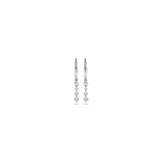 zilveren oorhangers met 3x zirkonia onder elkaar aan een brisur haak 24 mm 1339738 - 30038187