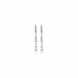 zilveren oorhangers met 3x zirkonia onder elkaar aan een brisur haak 24 mm 1339738 - 30038187