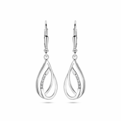zilveren Oorhangers druppel zirkonia brisur haak 34 mm - 30038186
